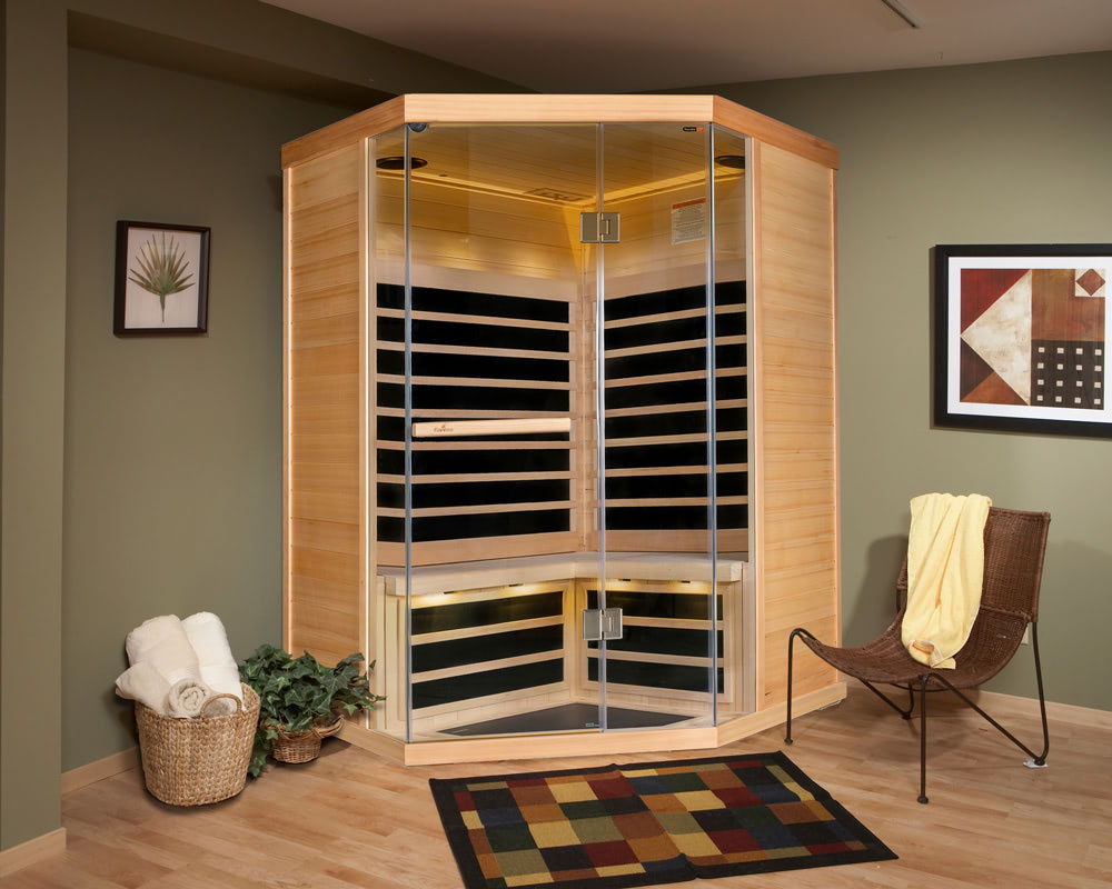 installed infrared sauna in a room 