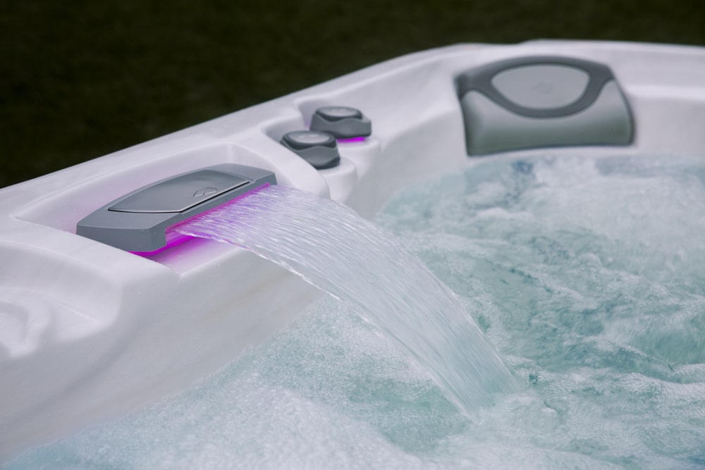 waterfall feature in hot tub