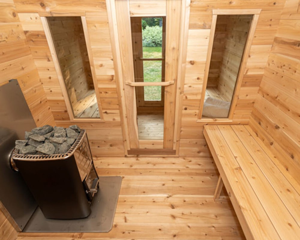 leisurecraft Georgian Cabin Sauna interior room with heater
