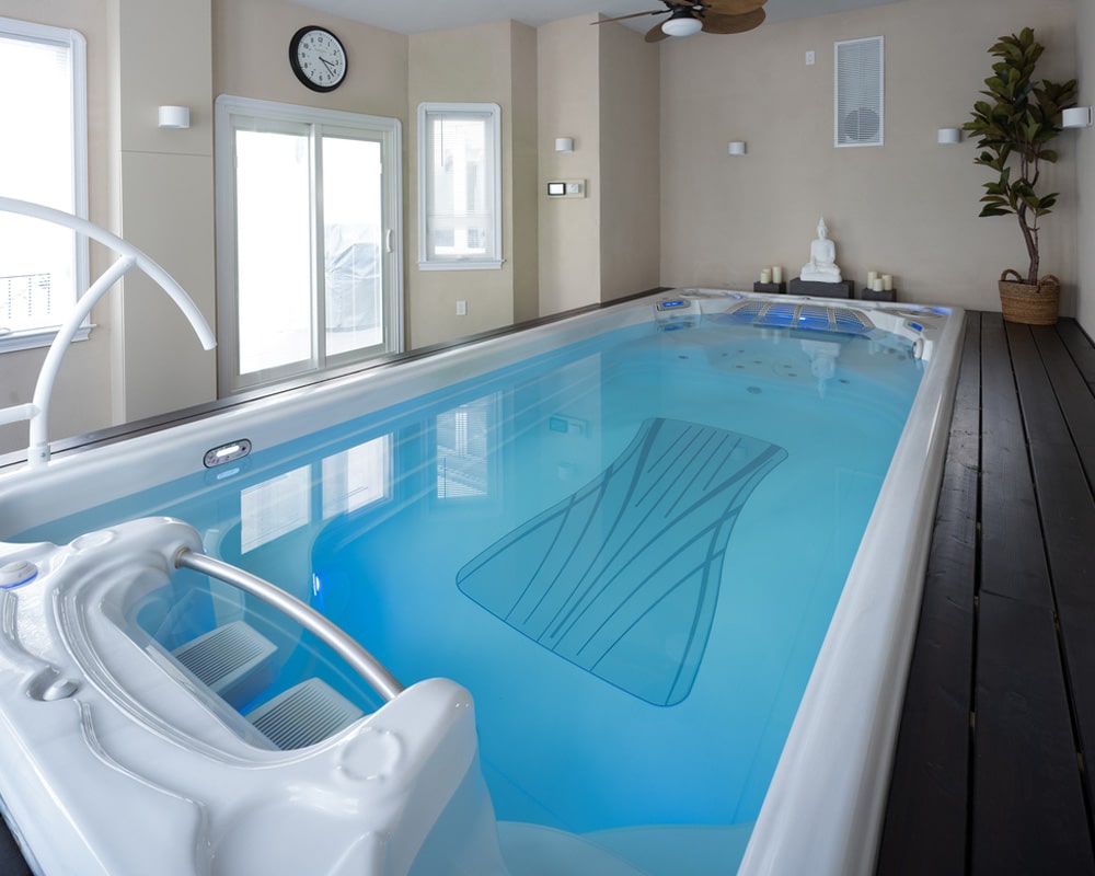 swim spa installed in a room