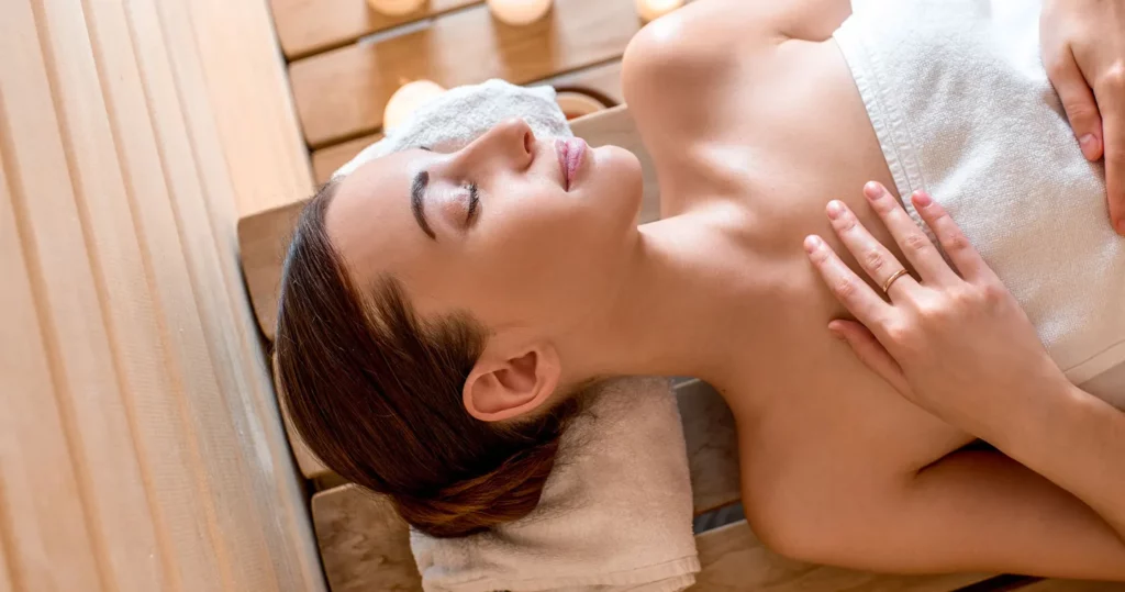 sauna woman relaxing