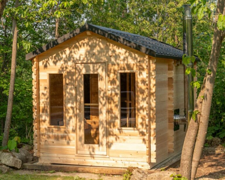 Leisurecraft Georgian Cabin Sauna with Changeroom surrounded by trees|Leisurecraft Georgian Cabin Sauna with Changeroom surrounded by trees|||||||||
