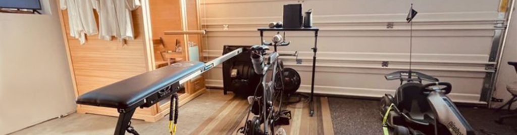 Leisurecraft Indoor Cabin Sauna installed in a home gym|||||||||||||
