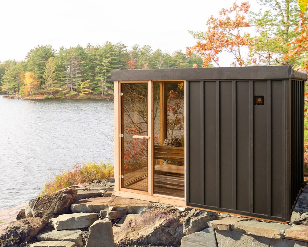 Leisurecraft outdoor sauna installed near the lake|||||