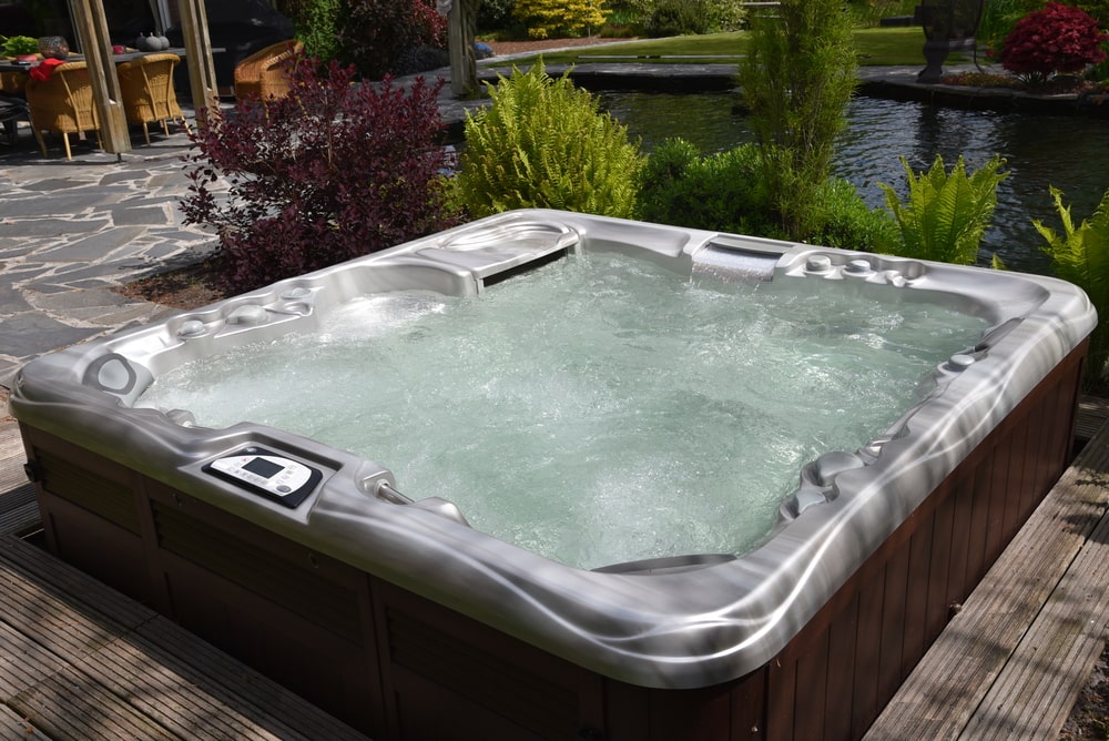 installed at backyard working hot tube spa|