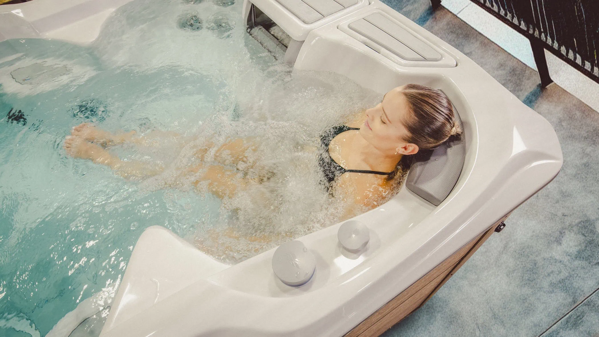 Woman Relaxing in Sundance Swim Spa